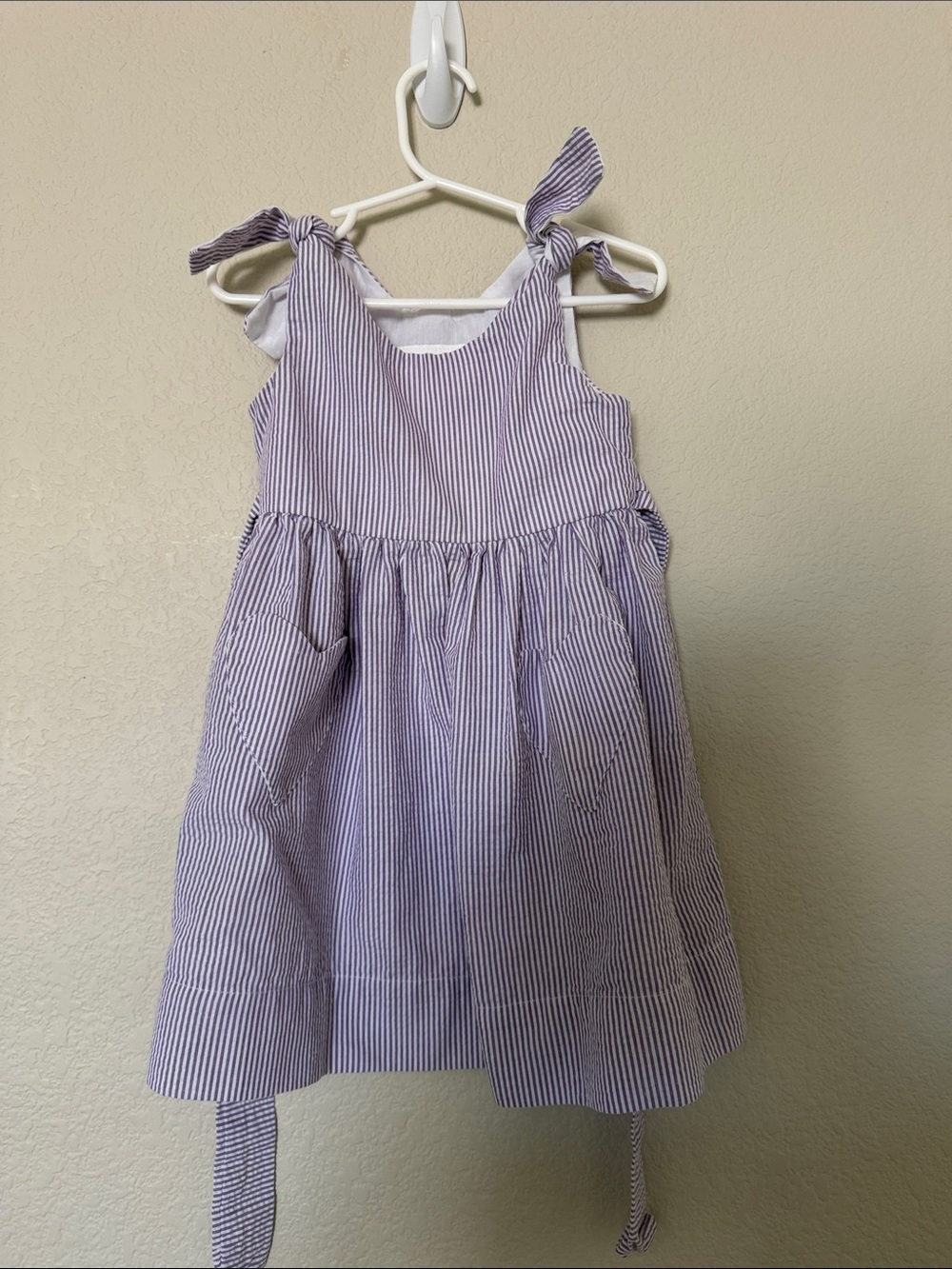 Girls' Lavender Stripe Tie-Shoulder Sundress